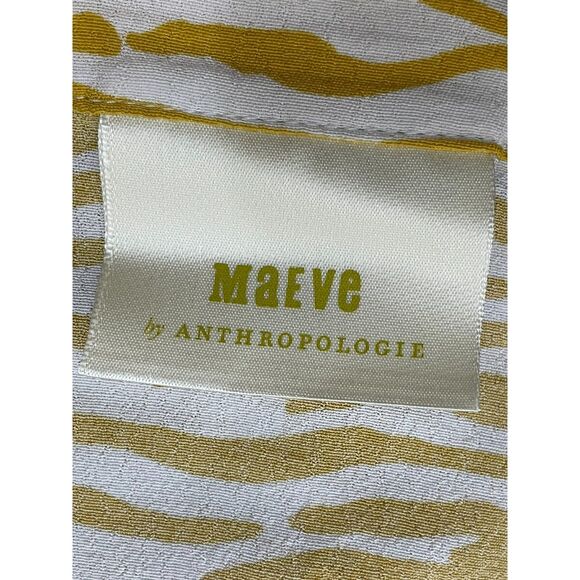 Anthropologie Maeve Women's XS Yellow Shirt Viscose Zebra Print Utility Coastal - Picture 5 of 10